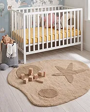 Kindervloerkleed IRINGAL  Lichtbeige ø 120 cm Katoen_1155015