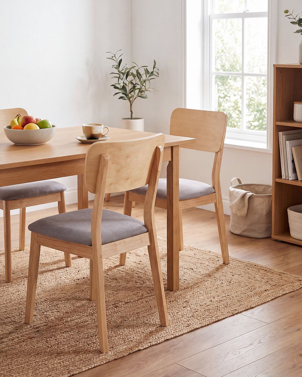 Set van 2 eetkamerstoelen MINIER Hout Lichtbruin/grijs