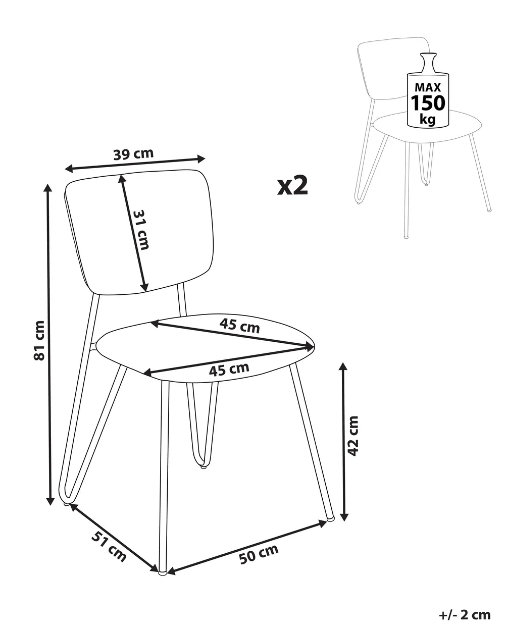 Esszimmerstuhl 2er Set NELKO Bouclé Hellgrün_884727