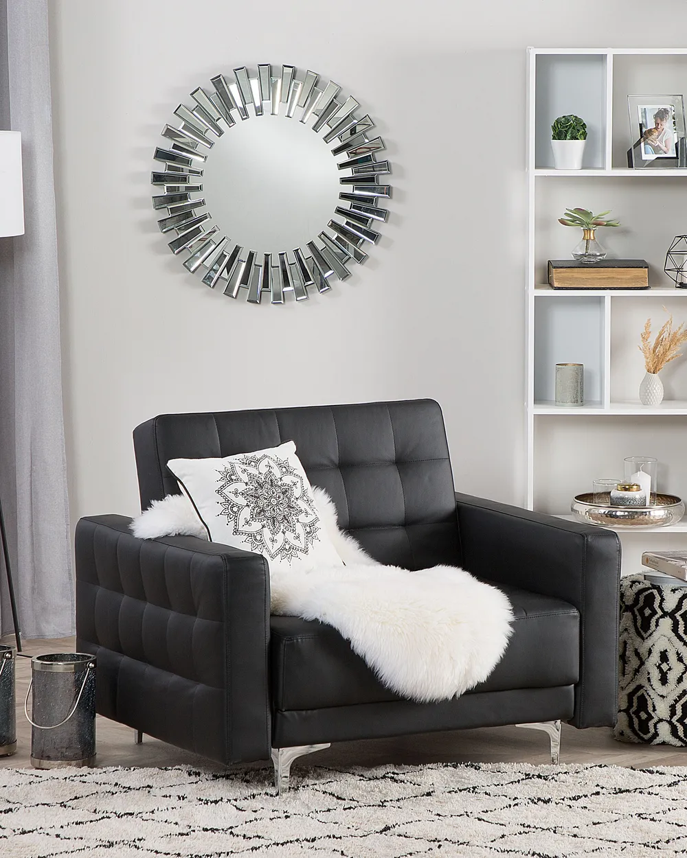 Living Room Black Faux Leather Armchair Black Modern Faux Leather