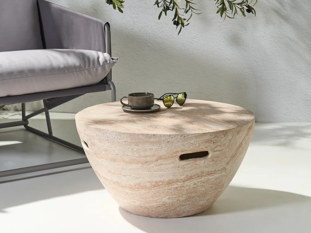 Couchtisch VICARELLO 68 cm 68 cm Travertinoptik