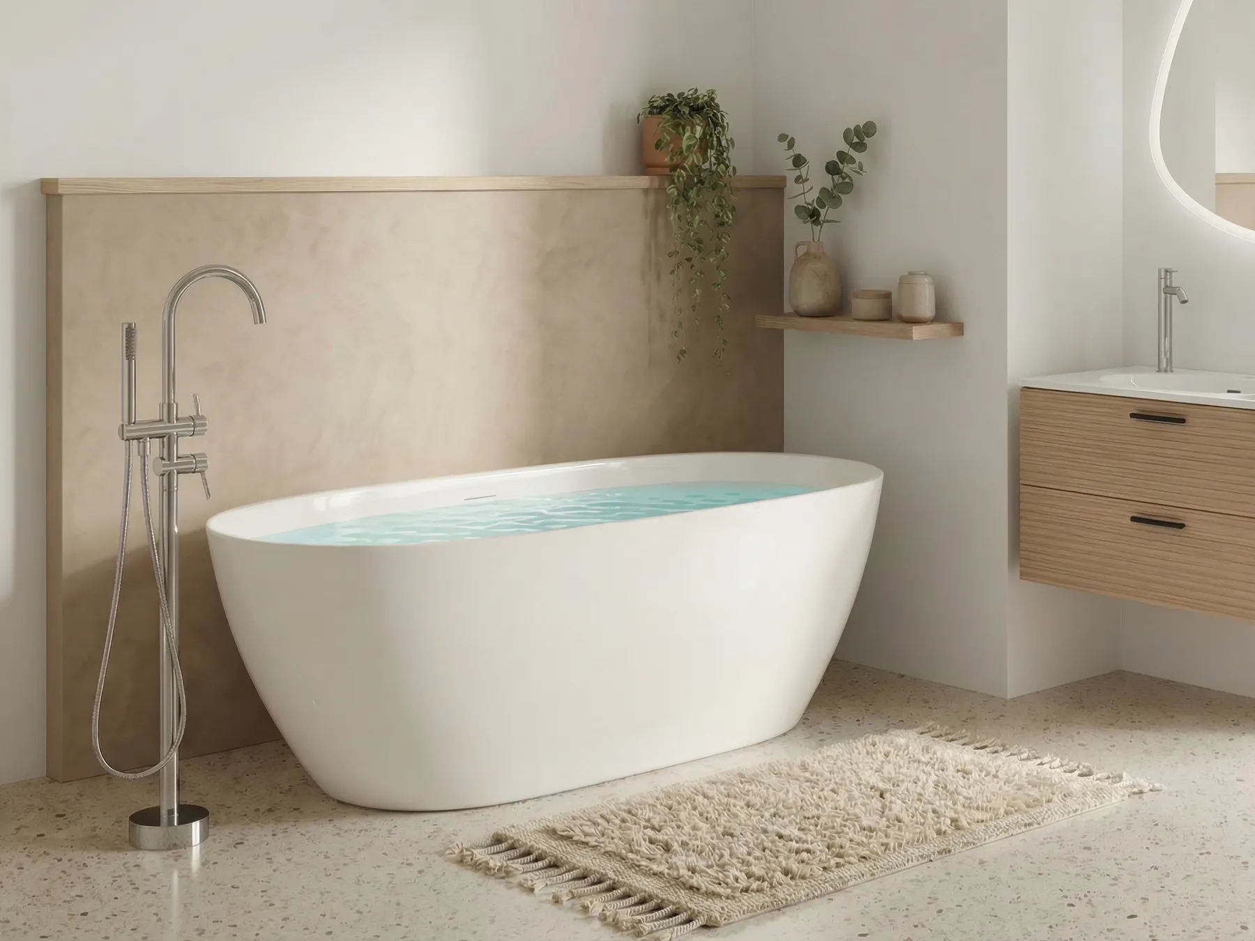 Freistehende Badewanne CEDROS 160 x 75 cm Weiß_1071318