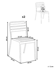 Gartenstuhl 2er Set LEFKADA Metall Braun_1081225