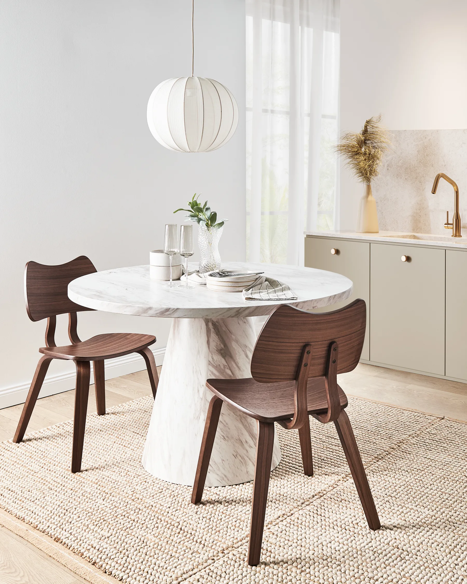 Set of 2 Dining Chairs DIANA Wood Brown_975948