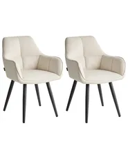 Set of 2 Dining Chairs TIRANO Faux Linen Light Beige_1042022