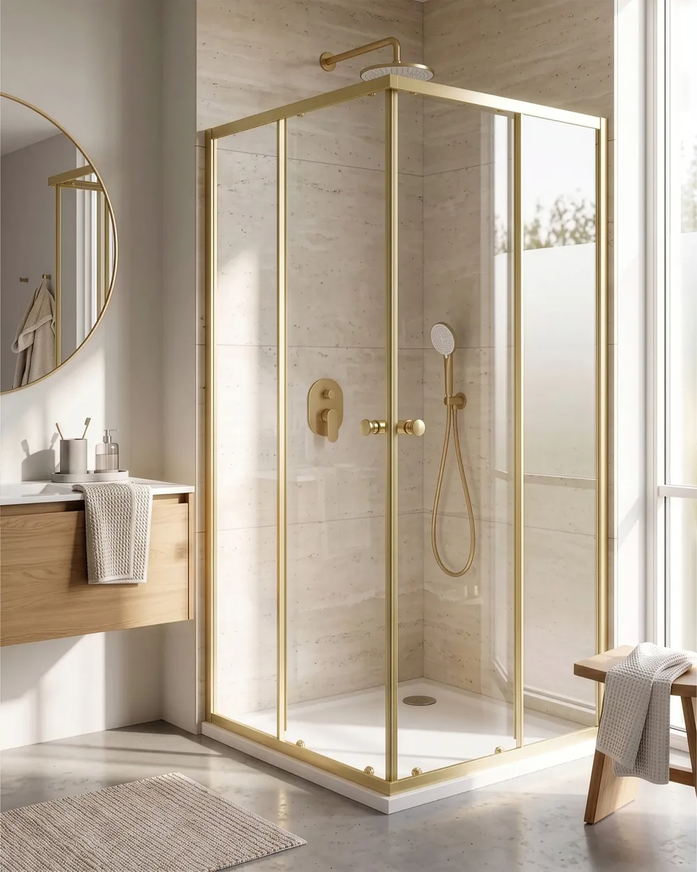 Duschkabine HUAPI 90 x 90 x 190 cm Gold_1114819