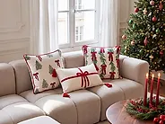 Set van 3 sierkussens XAVIA 30 x 50 cm 45 x 45 cm Wit kerstmotief_1164595