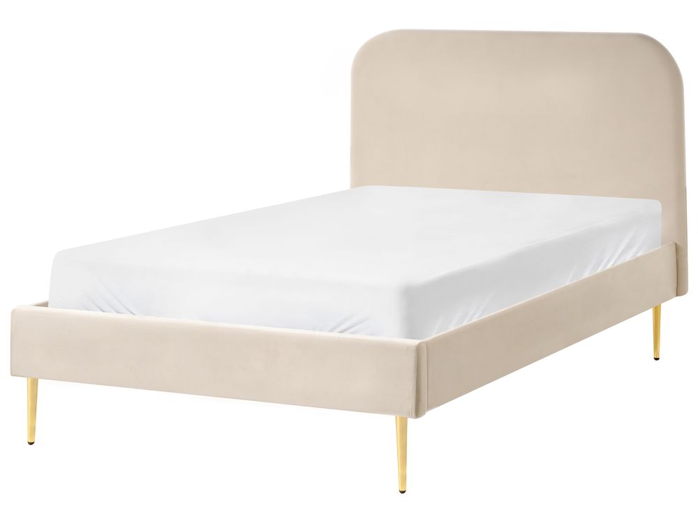 Bed Fluweel FLAYAT 120 x 200 cm Lichtbeige