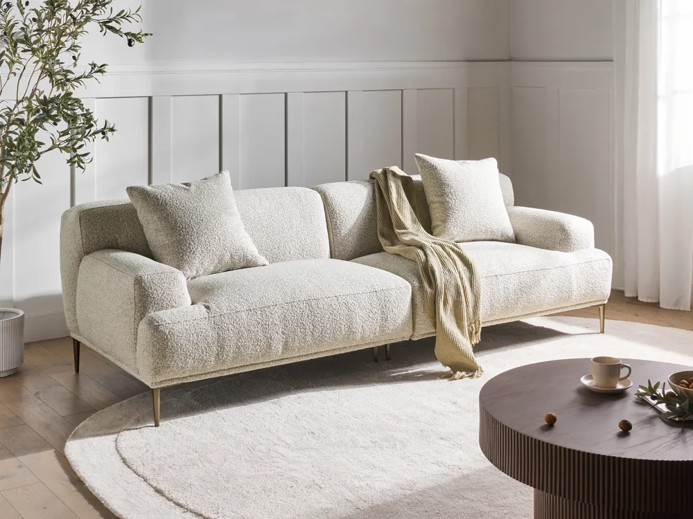 Sofa 3-Sitzer MATILA Bouclé Cremeweiß