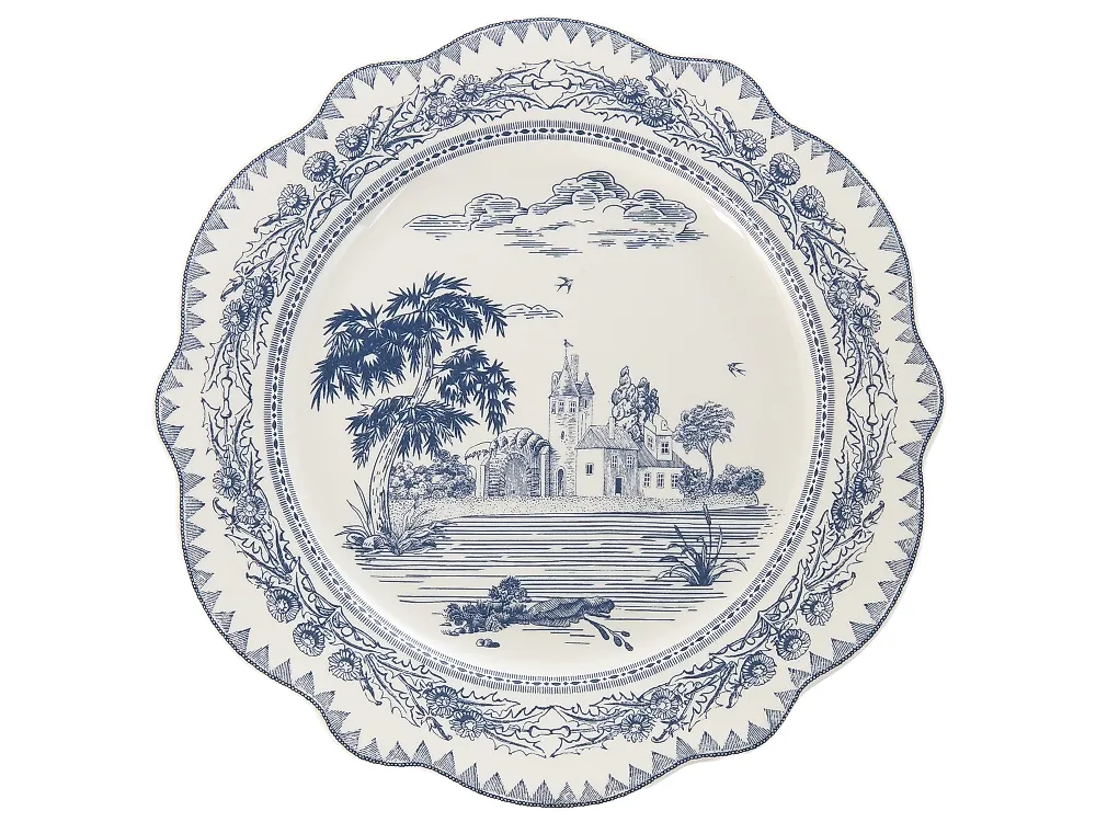 20-Piece Dinnerware Set BAY LEAF Porcelain White/Blue_1191736