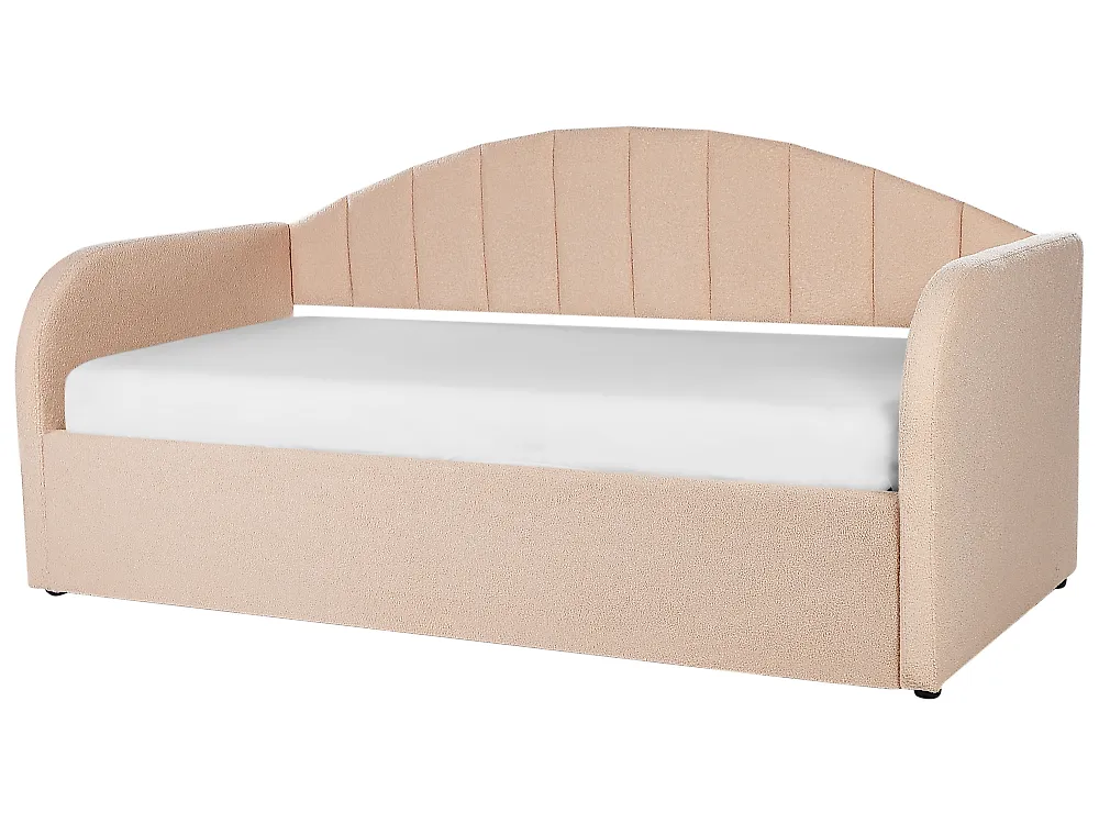 Ausziehbett Bouclé EYBURIE 90 x 200 cm Pfirsichrosa_907135