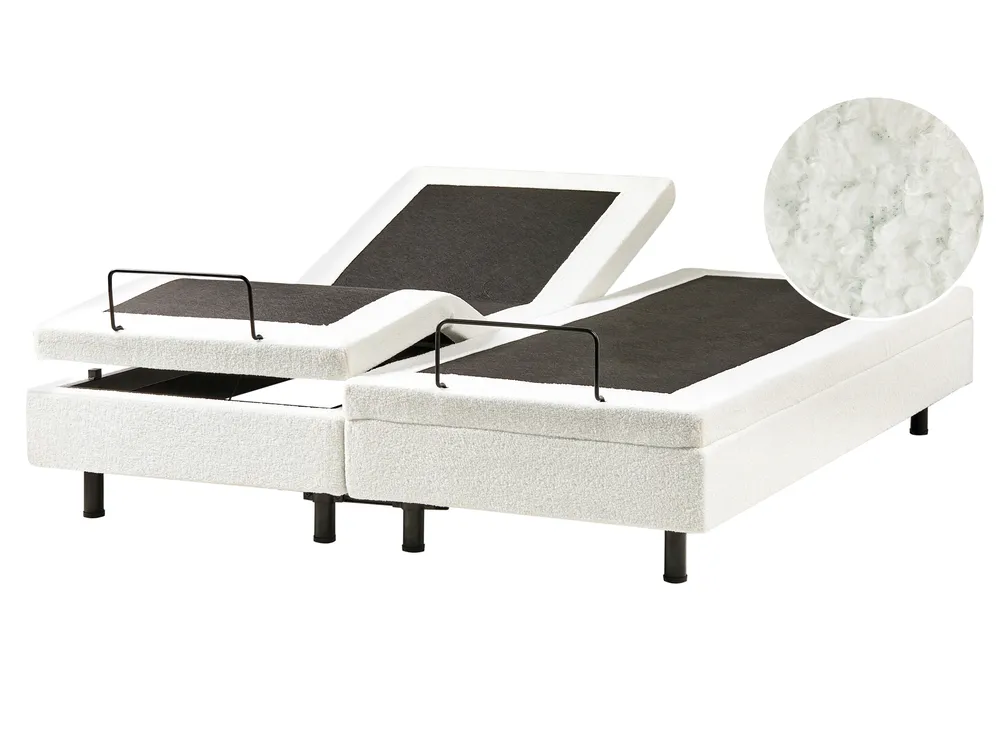 Verstellbares Bett ohne Kopfteil Bouclé DUKE 160 x 200 cm Cremeweiß