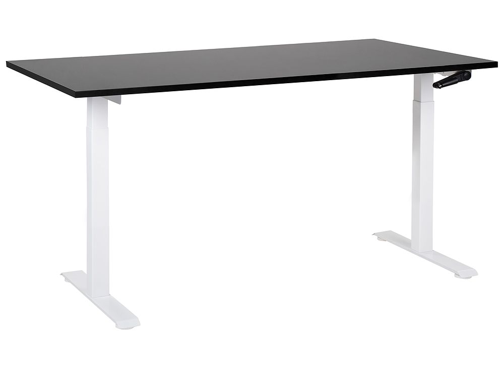 Schreibtisch manuell höhenverstellbar DESTINES 160 cm x 72 cm Schwarz / Weiß