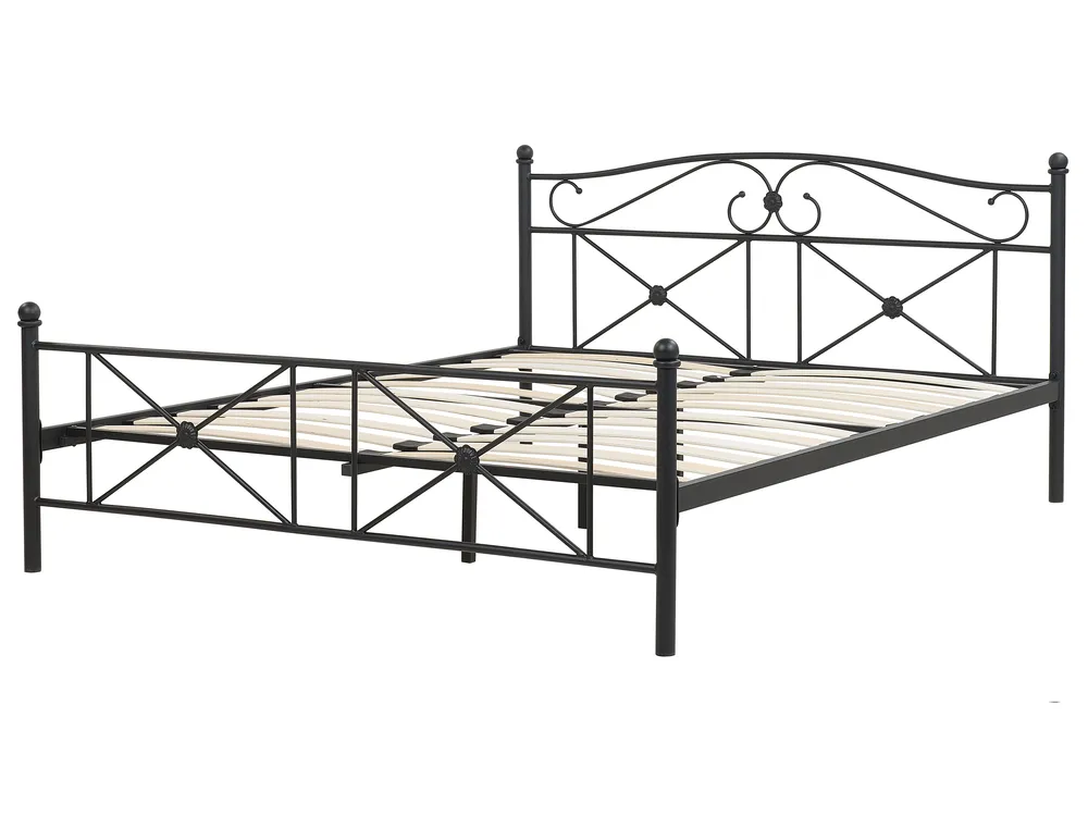 Lit avec sommier Métal RODEZ 140 x 200 cm Noir_765911