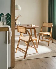 Set of 2 Dining Chairs Folding MODANE Bamboo Wood Brown_1048841