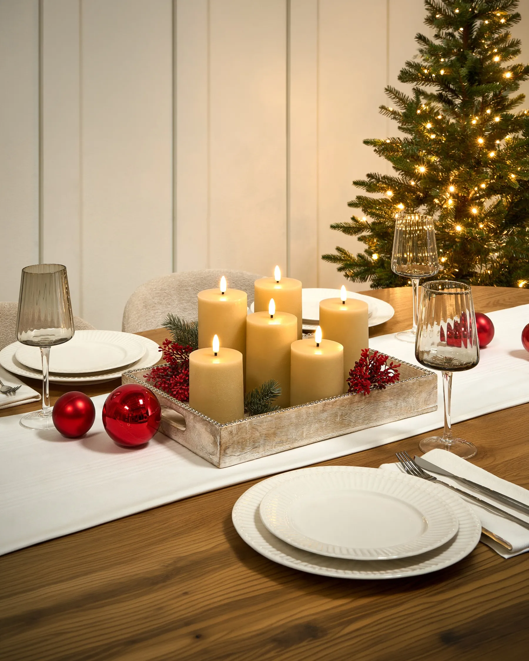 LED Kerzen 6er Set BRAISE 10/13/15 cm Beige_1015906