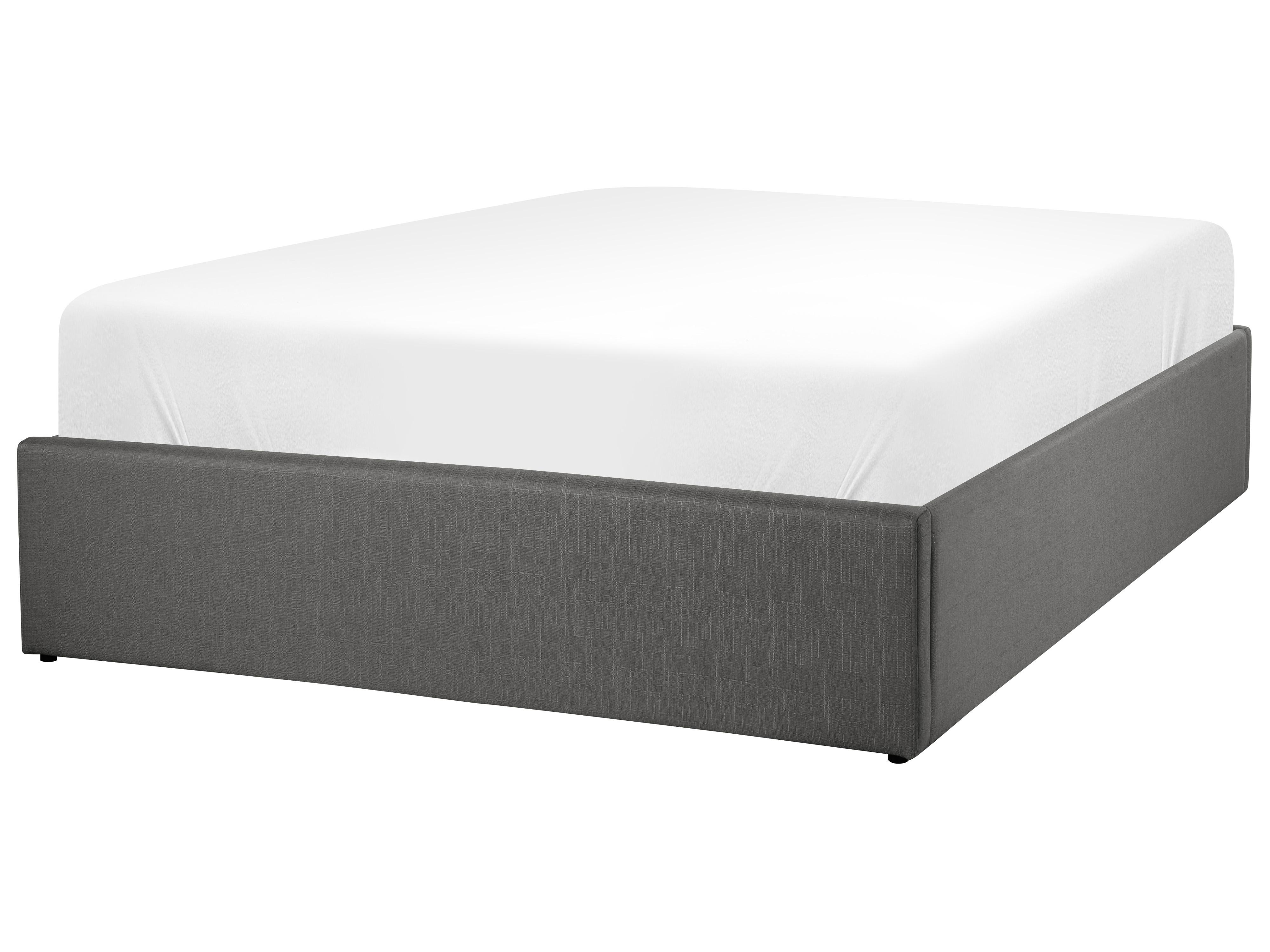 Ottoman Bed without Headboard DINAN Fabric Dark Grey 120 x 200 cm (EU Small Double)_1187446