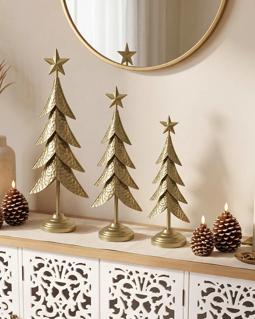 Set of 3 Figurines NAGU 43/48/53 cm Christmas Tree Gold_1172713