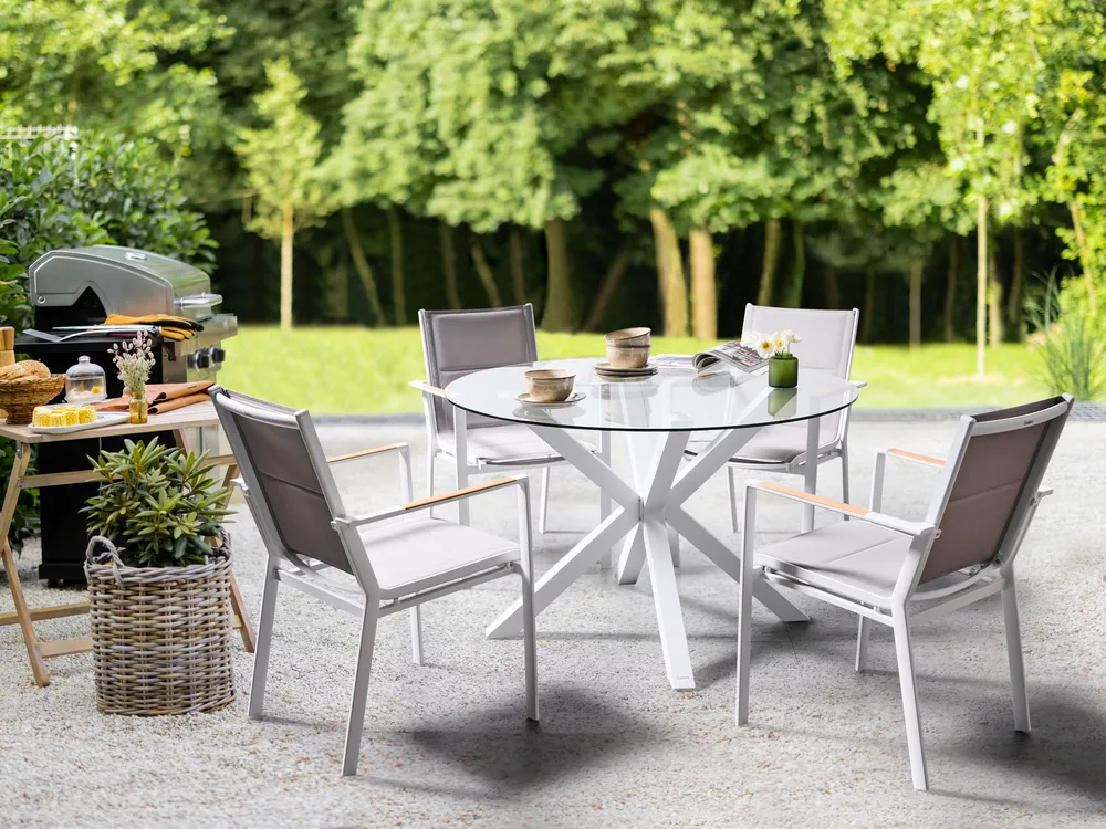 Garden Dining Set 4 Seater MALETTO/BUSSETO Metal White_962353