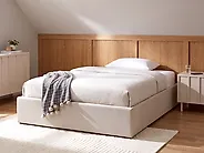 Ottoman Bed without Headboard DINAN Fabric Off-White 120 x 200 cm (EU Small Double)_1187483