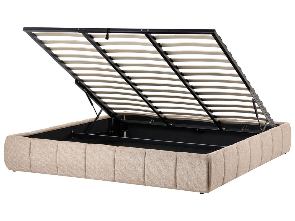 Lit ottoman sans tête de lit GENAS Tissu Beige 180 x 200 cm