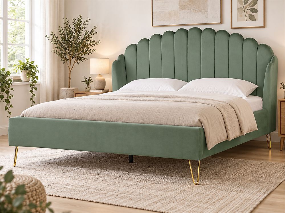 Bed Velvet AMBILLOU 160 x 200 cm (EU King Size) Green