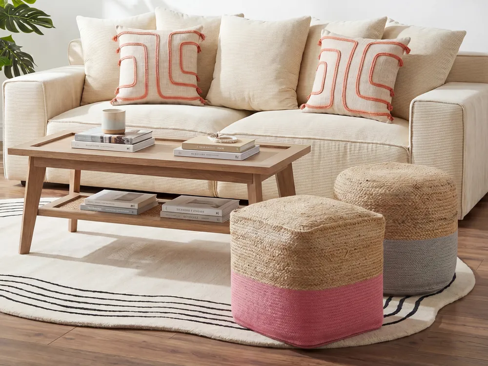 Pouf KIRAMA Jute Rosa