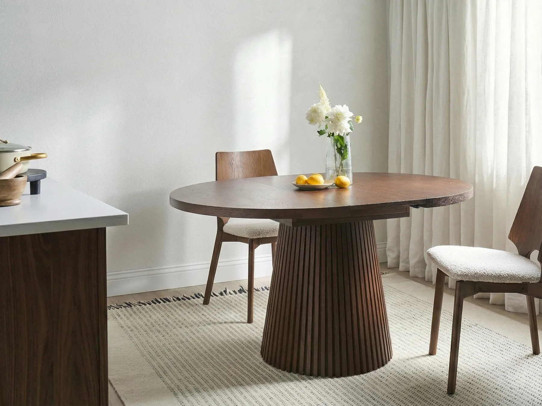 Extending Dining Table MOORE Dark Ash Wood 120/160 cm 120 cm_1059578