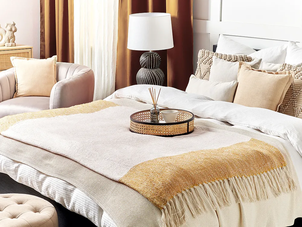 Kuscheldecke SALME Stoff 130 x 170 cm Beige_1156428