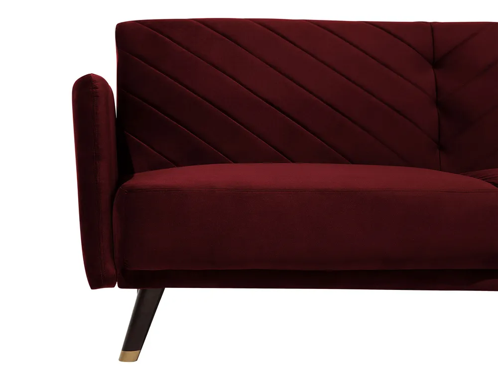 Schlafsofa 3-Sitzer SENJA Samtstoff Dunkelrot_707357