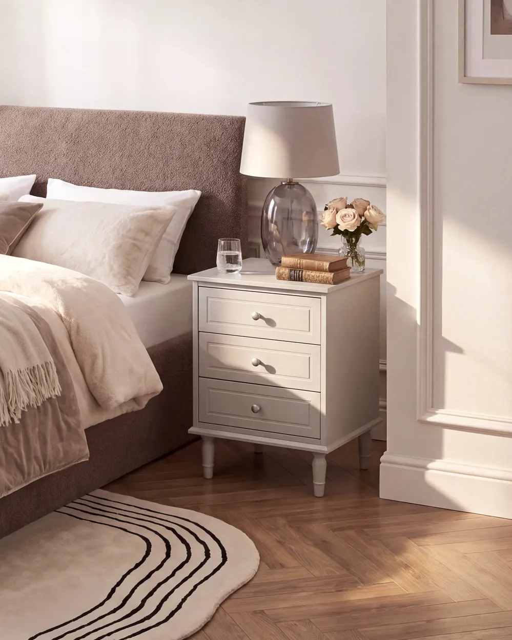 3 Drawer Bedside Table OBERON Beige_1135056