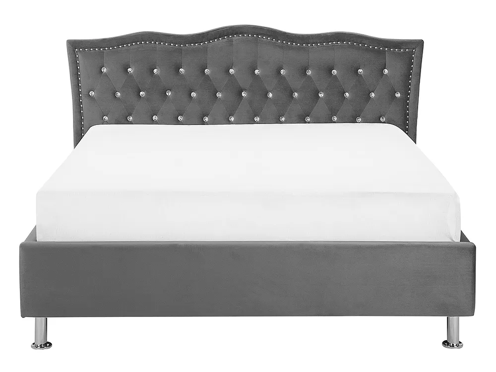 Lit ottoman METZ Velours Gris foncé 140 x 200 cm_736192