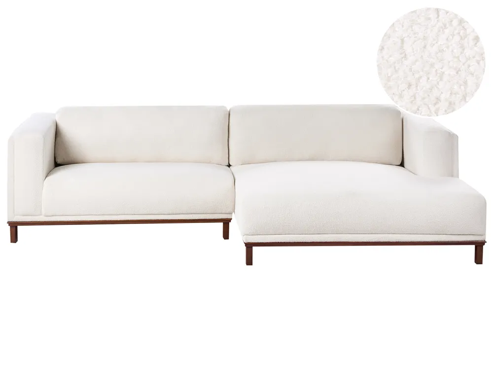 Ecksofa 4-Sitzer VENG Bouclé Cremeweiß linksseitig