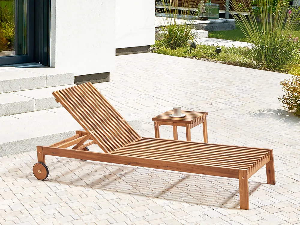 Sonnenliege BELLANO mit Relaxfunktion Akazienholz Braun