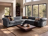 Corner Sofa CHESTERFIELD Fabric Grey Left Hand_1151258