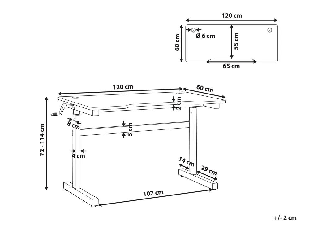 Gaming-Tisch manuell höhenverstellbar DURBIN 120 cm 60 cm RGB LED Schwarz_795365