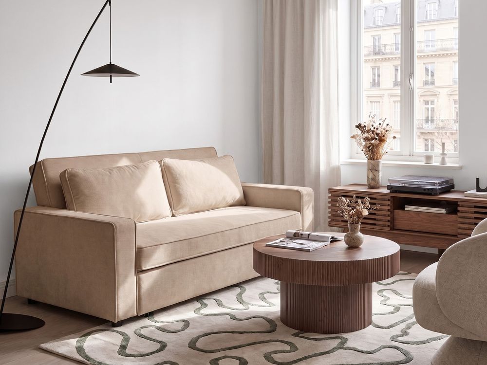 Kutijasta sofa dvosjed UTTELA Tkanina Svijetlosmeđa