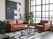 Sofa 3-Sitzer SAVALEN Kunstleder Goldbraun_1154790
