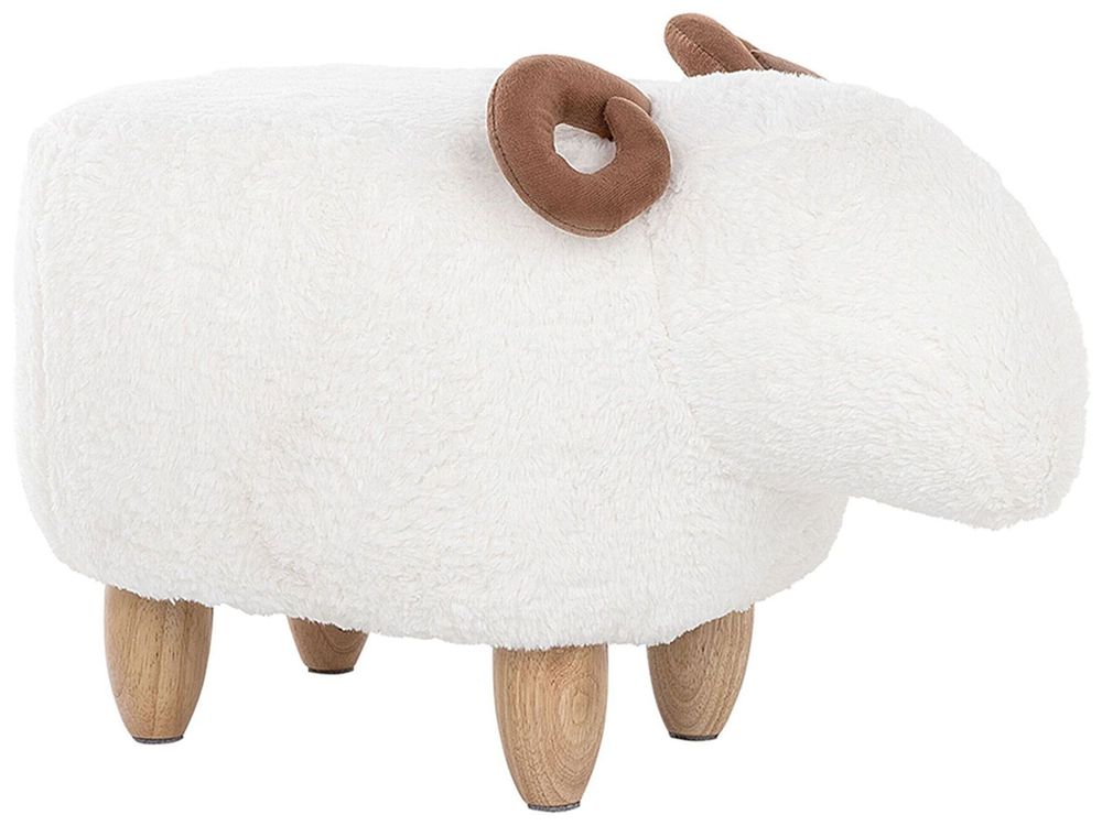 Animal Stool LAMB Lamb Fabric White