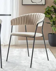 Set of 2 Dining Chairs MARIPOSA Velvet Taupe_871951