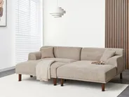 Ecksofa 3-Sitzer HOLT mit Ottomane Stoff Taupe linksseitig_959241