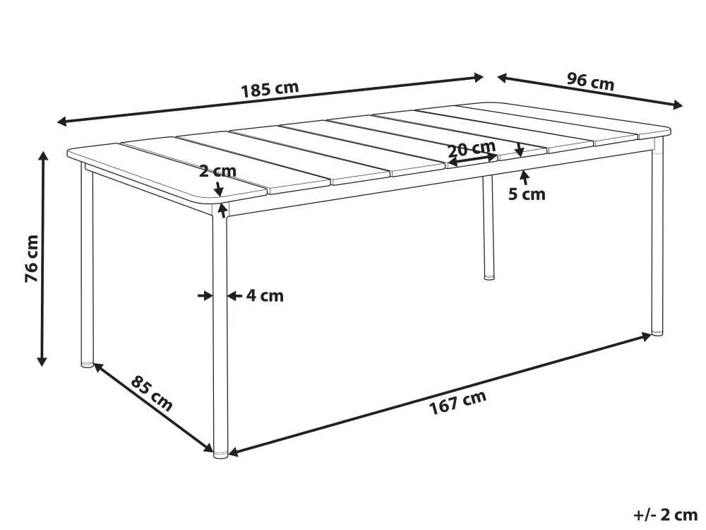 Gartentisch FLAVIA 185 cm 96 cm Metall Braun