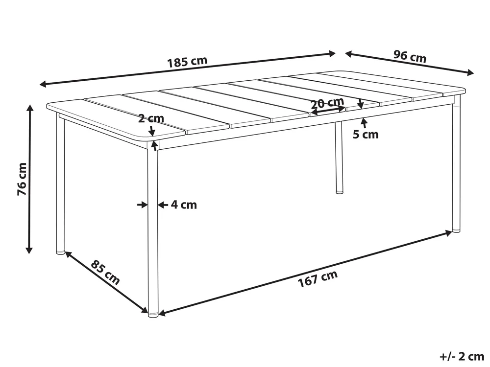 Gartentisch FLAVIA 185 cm 96 cm Metall Braun