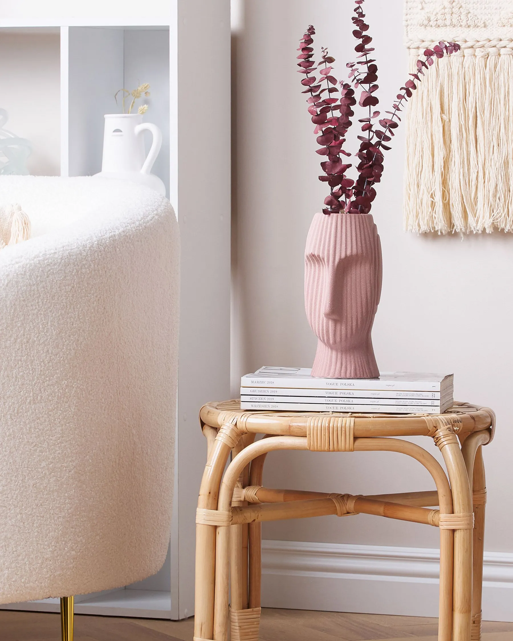 Flower Vase PALLINI 24 cm Stoneware Peach Pink_846035