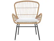 Bistro Set with Cushions LABICO PE Rattan Light Brown_781645
