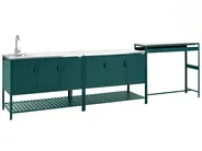 3 Piece Outdoor Kitchen Set with Sink MAENZA Green Metal_1045206