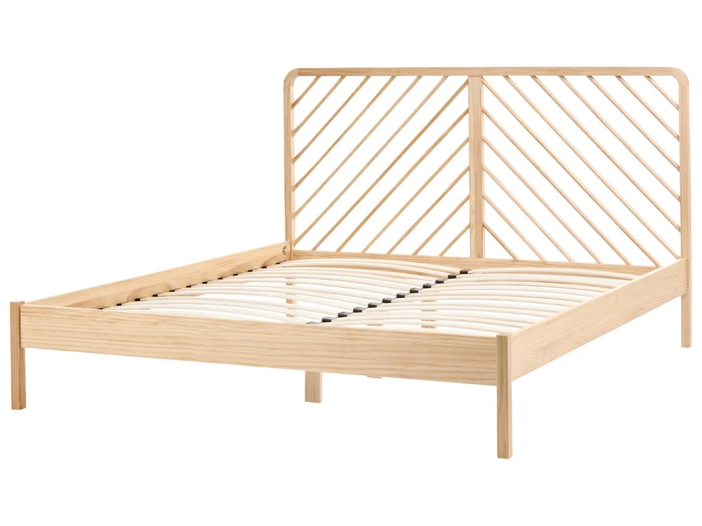 Bed Pine Wood SEPHOS 160 x 200 cm (EU King Size) Light Brown_1080034