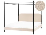 Himmelbett Bouclé DANNEMOIS 180 x 200 cm Beige_961016