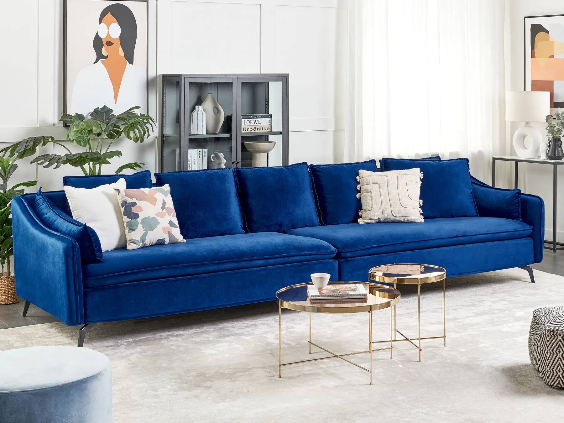 Sofa 4-Sitzer AURE Samtstoff Marineblau_851570