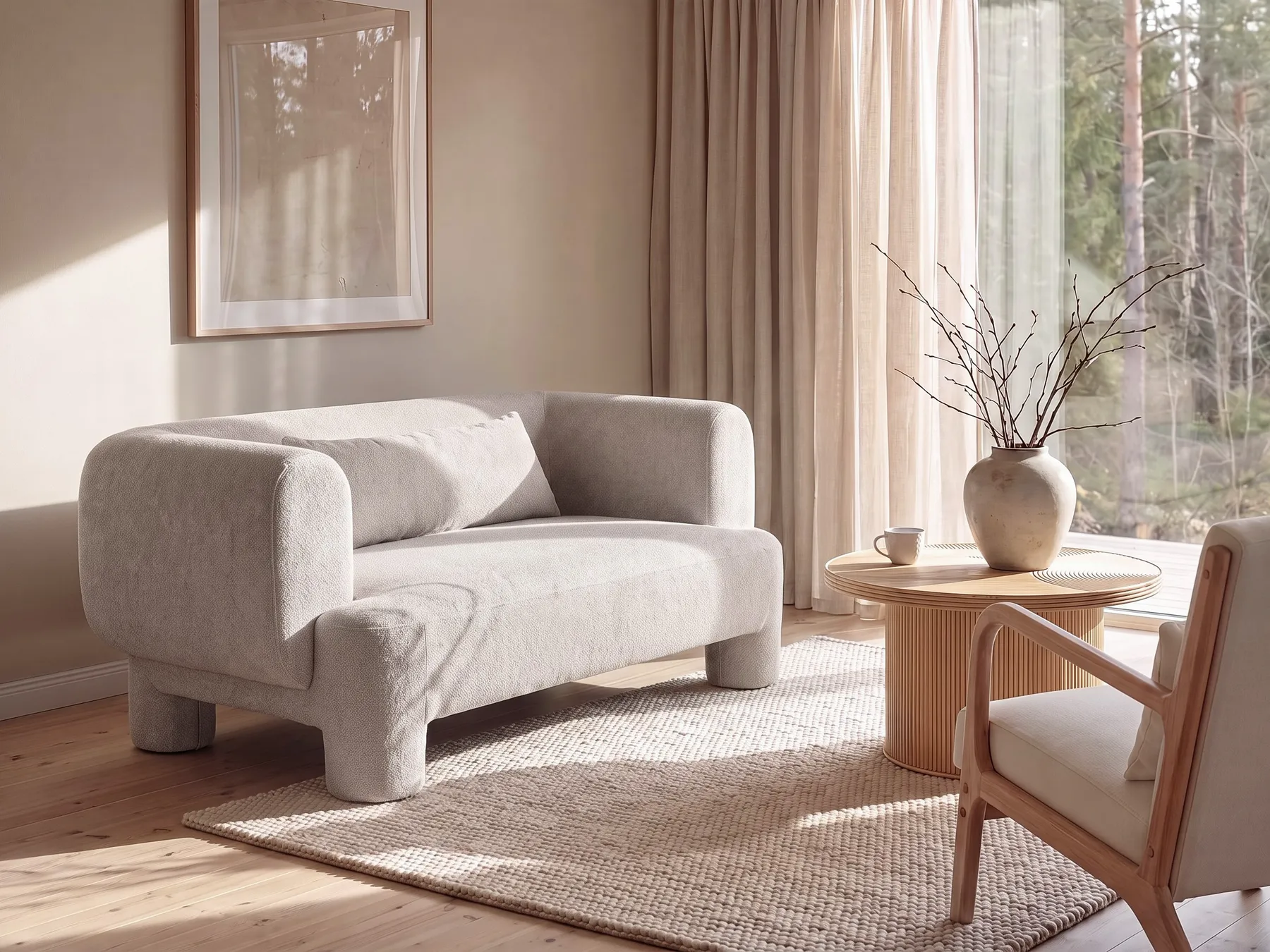 Sofa 2-Sitzer HOGBO Stoff Beige_1050076